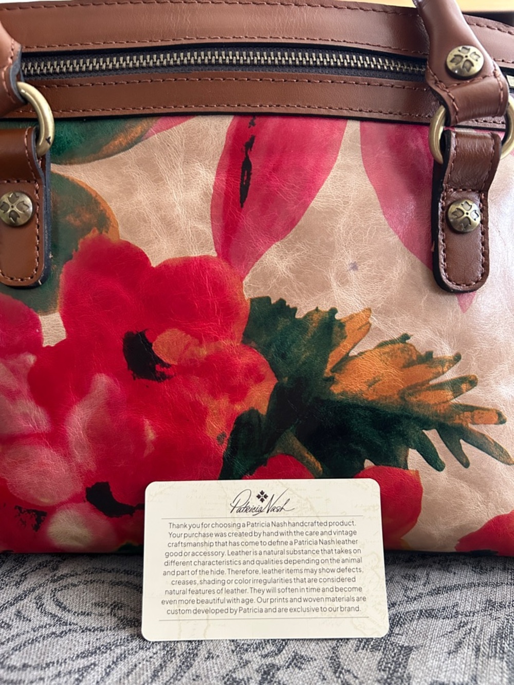 Patricia Nash Floral Print Crossbody Bag in Red and Brown - Picture 2 of 6